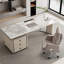 Bureau de direction blanc rectangulaire en pierre frittée avec tiroirs-476477233-476477235
