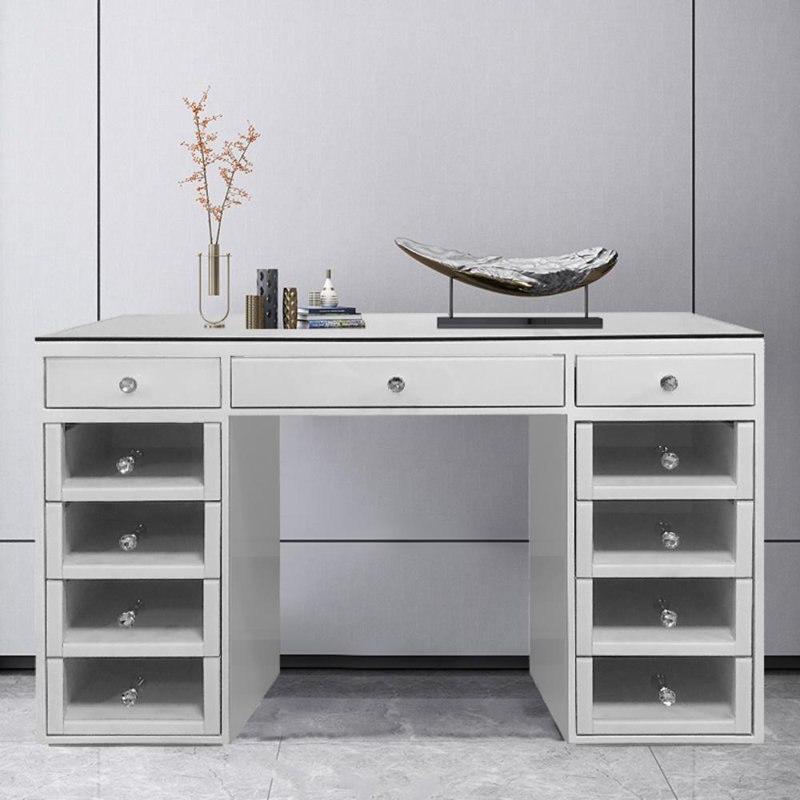 Ensemble coiffeuse Hollywood avec miroir, Blanc, H 27 po x l 31,5 po