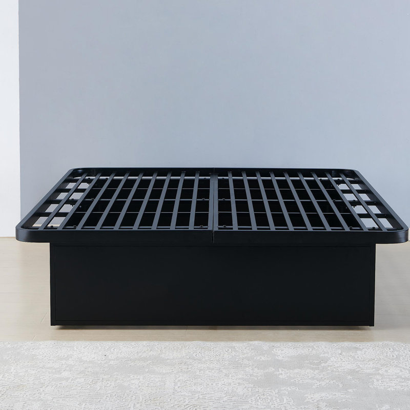 Modern Style Heavy Duty Queen Size Platform Bed Frame Made With Metal And16 Inch Height In Black