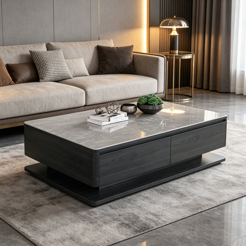 Rangement pratique pour table basse Clean Style, 16.92" H x 55.11" W x 31.49" D, Grey