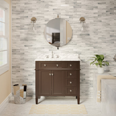 Lakeland 36" Single Bathroom Vanity Set with Chocolate Cabinet and Carrara Marble Countertop
