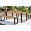 Ensemble de salle à manger 3 pièces en bois d'acacia avec structure en acier et texture de bois unique