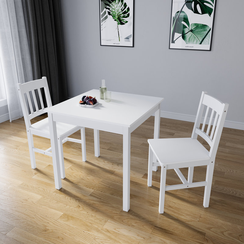 Briseno 2 - Person Dining Set, White, White