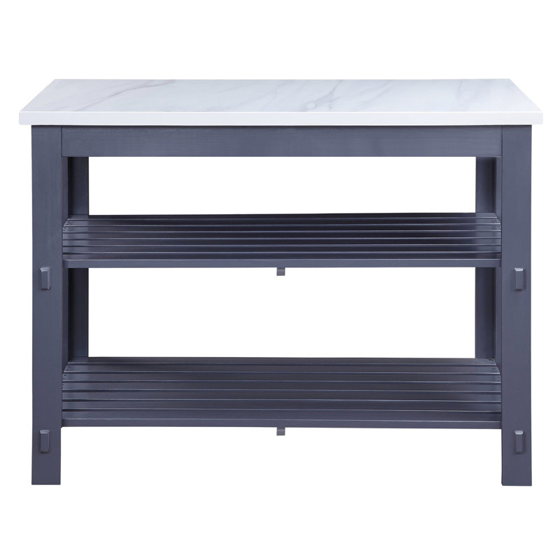 Îlot de cuisine avec surface en marbre gris - plateau spacieux et pratique de construction pratique