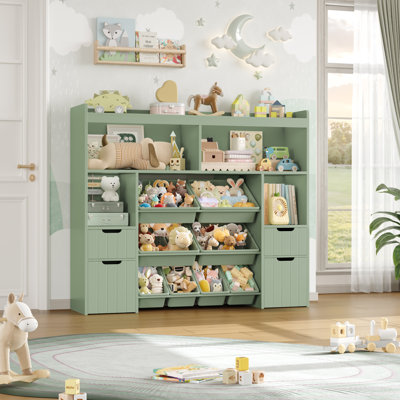 Rangement de jouets l 55,1 po avec 4 tiroirs et 8 bacs