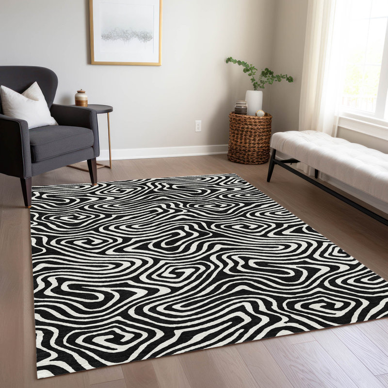 Tapis noir intérieur / extérieur Evalora , 9 pi x 12 pi