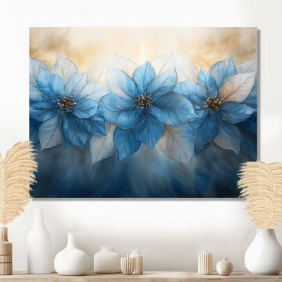 Velours bleu poinsettias Yuletide Blossom II - art mural poinsettias