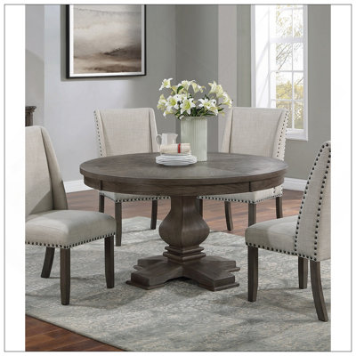 Traditional Formal 54"DIA Round Dining Table Pedestal Base Oak Finish 1Pc Table Dining Room Furniture