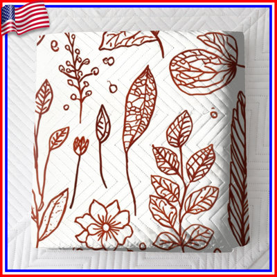 Botanical Line Art Quilted Bedspread All Sizes