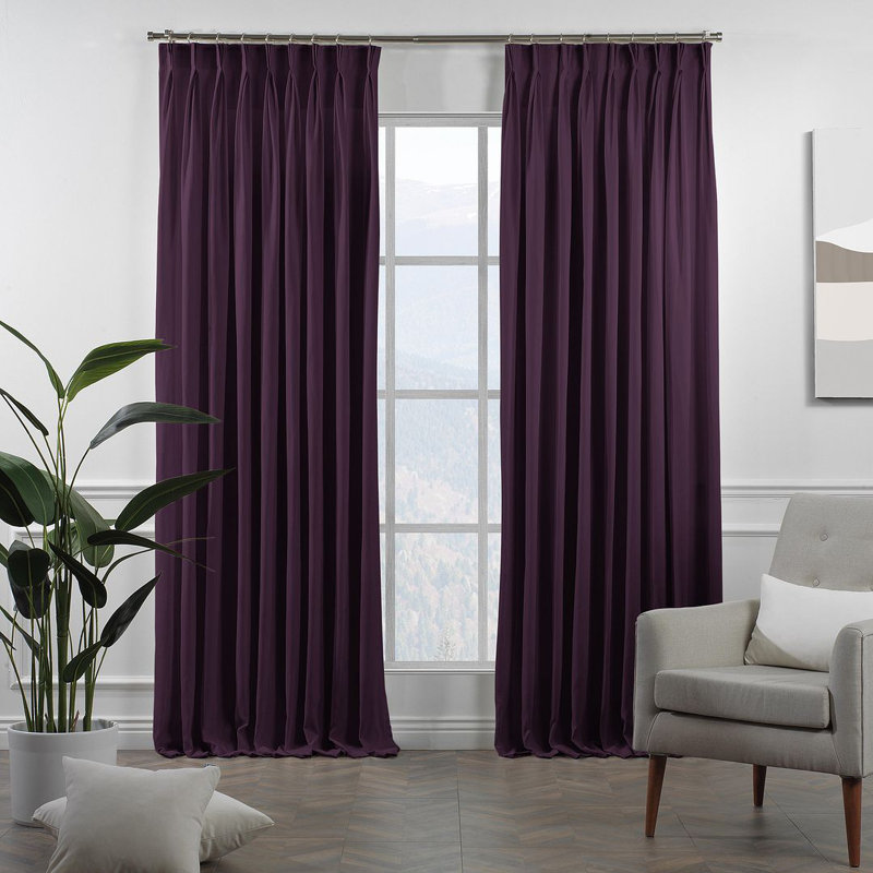 Panneau de rideau simple décoratif à double pincement très long et très large, L 26 po x L 120 po, Mauve