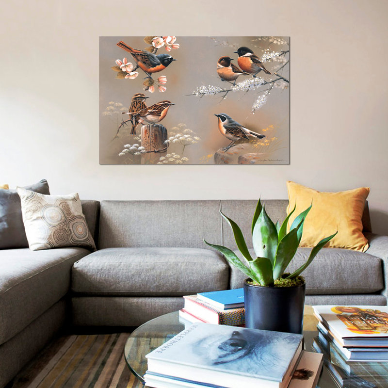 «Bird Composition» par Jan Weenink, impression sur toile tendue, H 12 po x l 18 po x P 1,5 po, Pas de tapis, Toile tendue