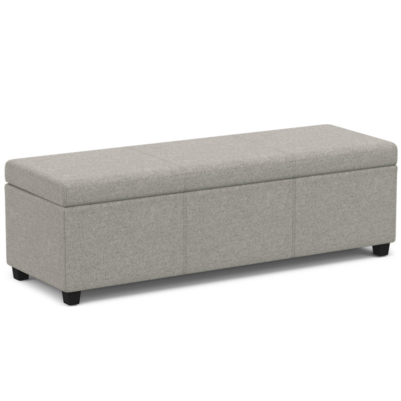 Avalon 54"W Upholstered Storage Ottoman Bench with Interior Storage and Safety Hinges, Cloud Gray