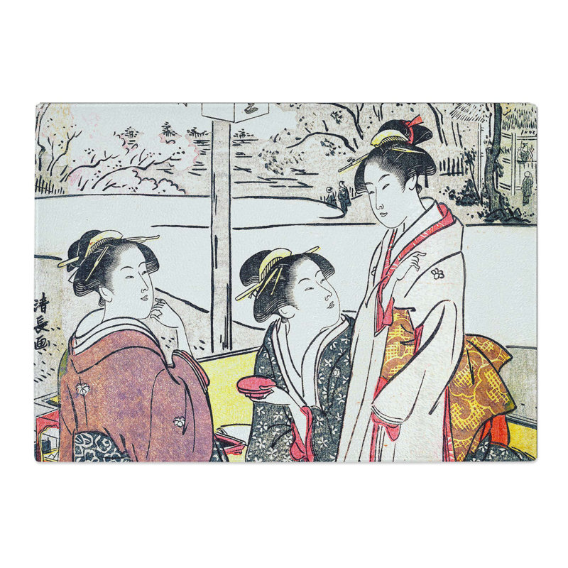 Tempered Glass Nippori Keinai Ebisu-Daikoku by Torii Kiyonaga Chopping Board, 28.5 cm x 20 cm