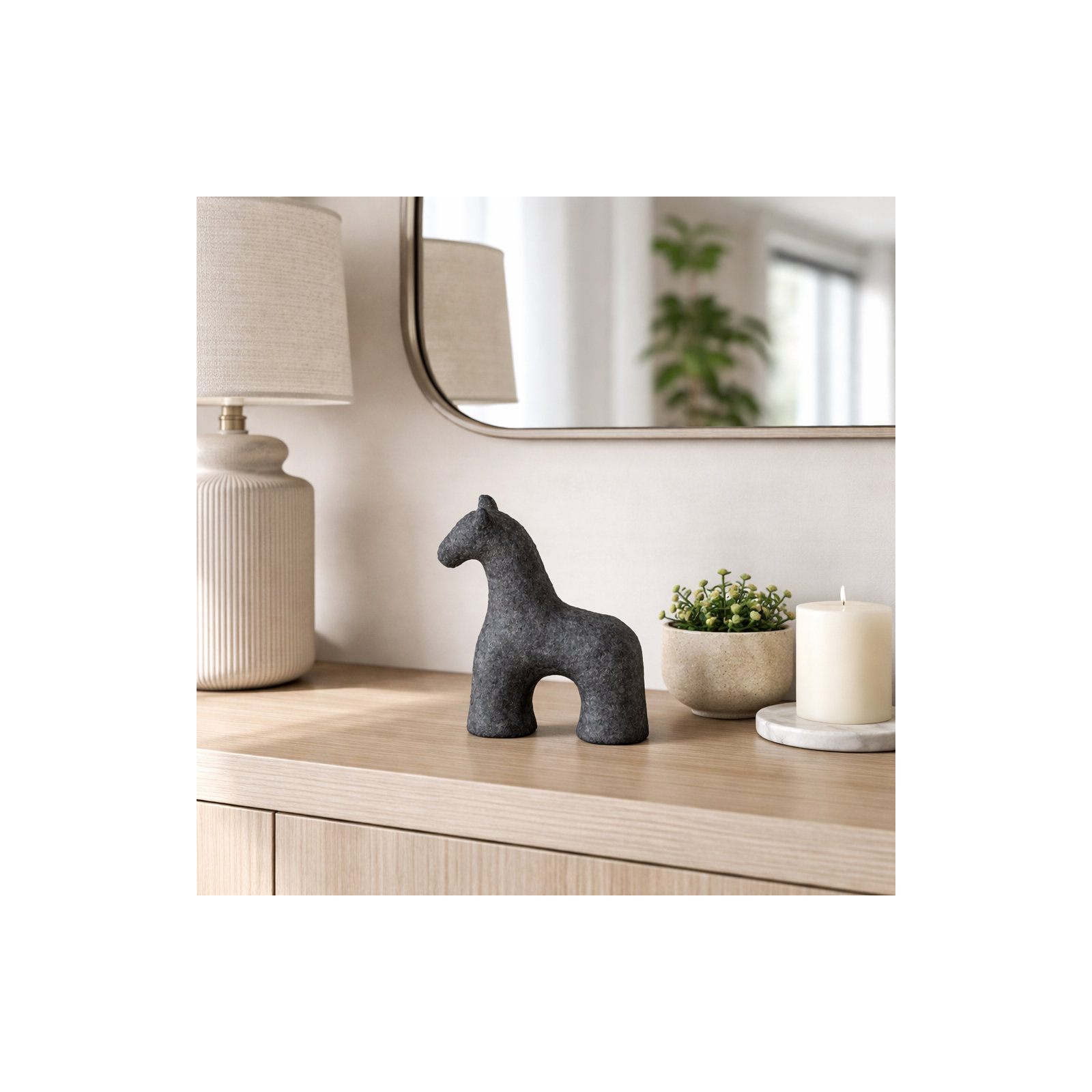 Neutral Textured Horse Decorative Object, Black, 7" H x 6" W x 3" D