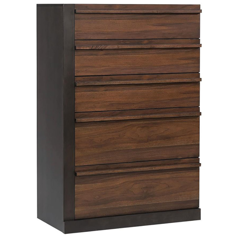 Commode Armandina à 5 tiroirs l 33,6 po en noyer et noir