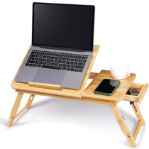 Laptop Lap Desk, Lightweight Portable Laptop Desk with Pillow Cushion, Fits  up to 14 inch Laptop, Lap Tray with Zippered Storage Pocket & Anti-Slip