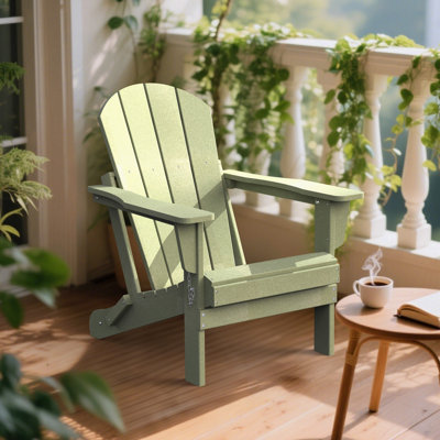HDPE Folding Adirondack Chair, Weather-Resistant Outdoor Garden Chair