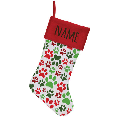 Paws Personalized Red Cuff Stocking
