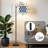 Arc Floor Lamp with Adjustable Lampshade Navy White Geometric Plaid Design Standing Lamp 3 Color Temperatures Dimmable Tall Pole Lamp with Foot Switch for Bedroom