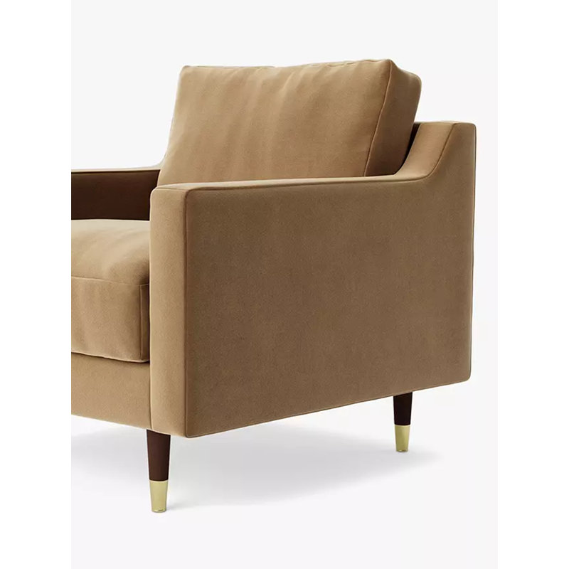 Chaise d'appoint en bois et velours beige