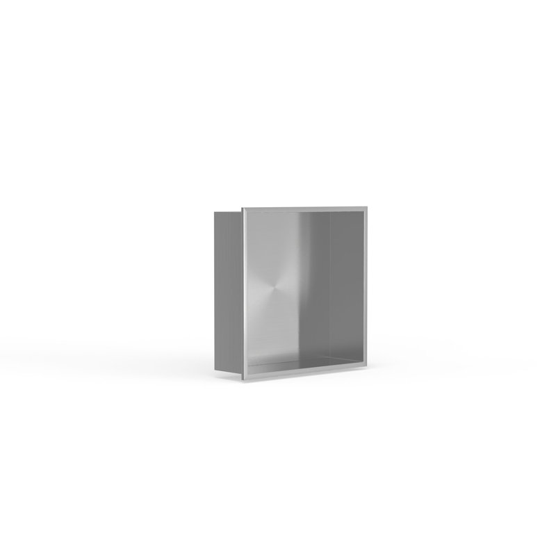 Niche de douche encastrée Badeloft l 12,6 po x H 12,6 po NS-01-BS en acier inoxydable brossé, Acier brossé