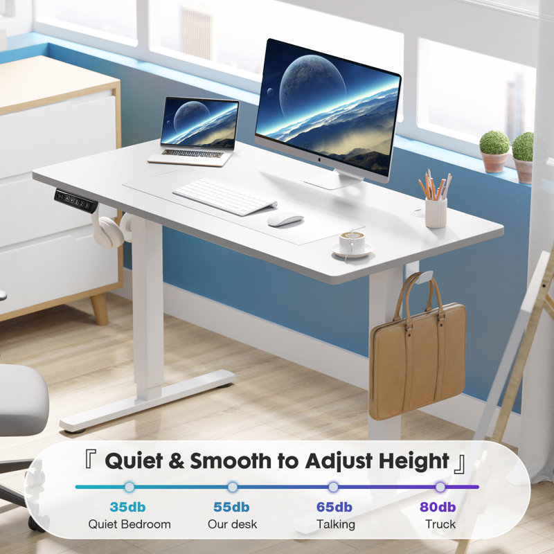 Ovidia Standing & Height-Adjustable Desks, White, 46.46'' H x 39.37'' W x 23.62'' D