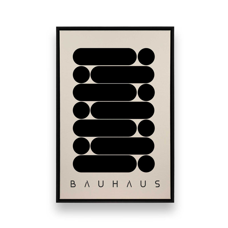 Bauhaus Abstract Rounded Layers Print, Satin Black Floater Framed, 18.75" H x 12.75" W x 1.75" D