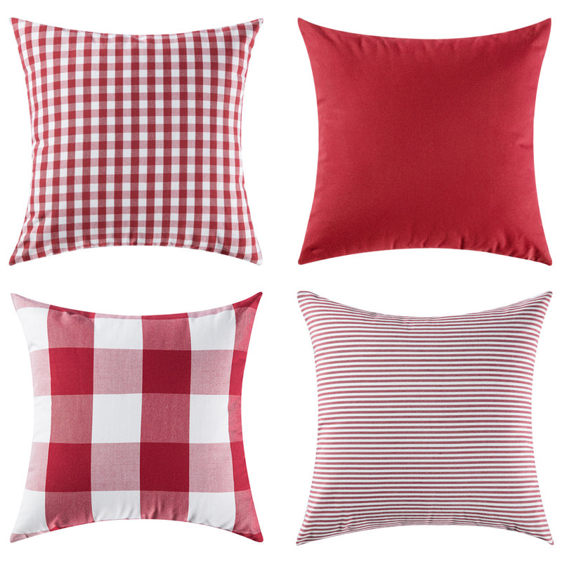 Oreiller carré , Rouge, Housse de coussin seulement - sans coussin