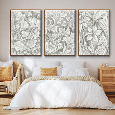 " Floral Pattern Sketch I " 3 - Pieces