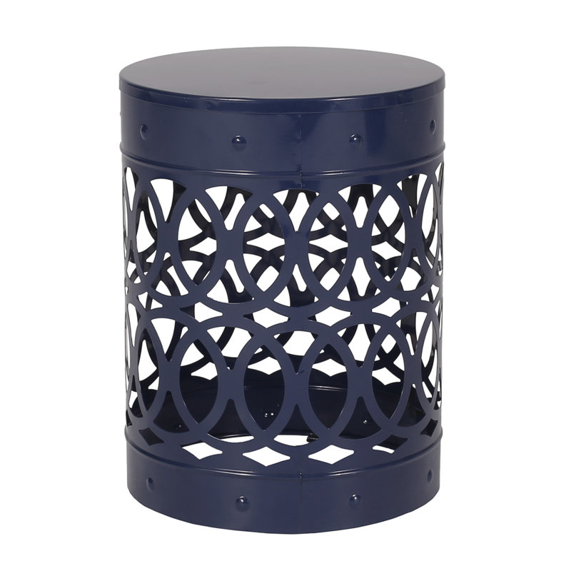 Outdoor Metal End Table -Large(Only Including Table), Navy Blue