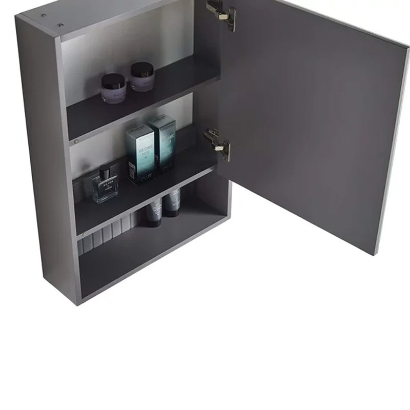 Asahel W 30'' H Surface Framed Medicine Cabinet Mirror 2 Fixed, Rock Gray, 30" H x 18" W x 6" D