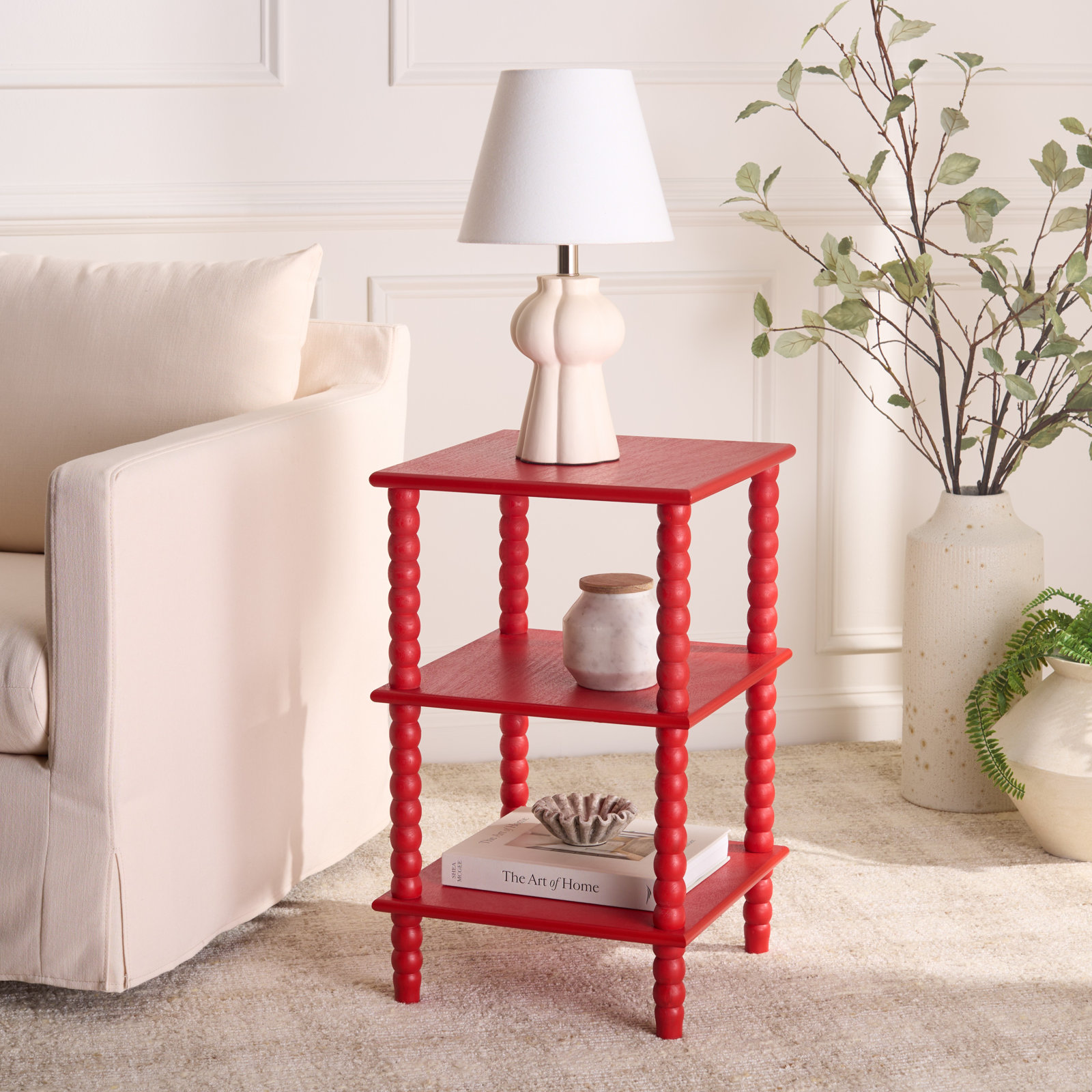 Netta 3 Shelf Accent Table, Red