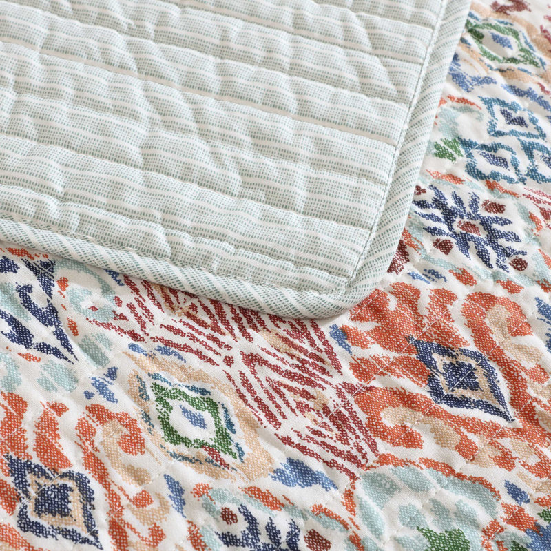 Tommy Bahama Enchantment Cotton Reversible Quilt Set, Queen Quilt + 2 Standard Shams