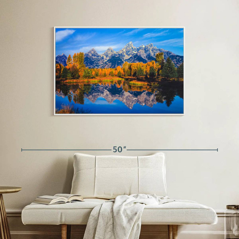 Feuillage doré Grand Teton, Cadre flottant blanc, 40 po x 27 po