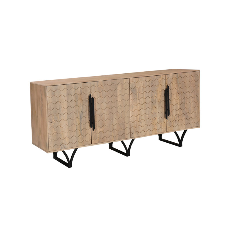 4-door Geometric Pattern Solid Wood Sideboard