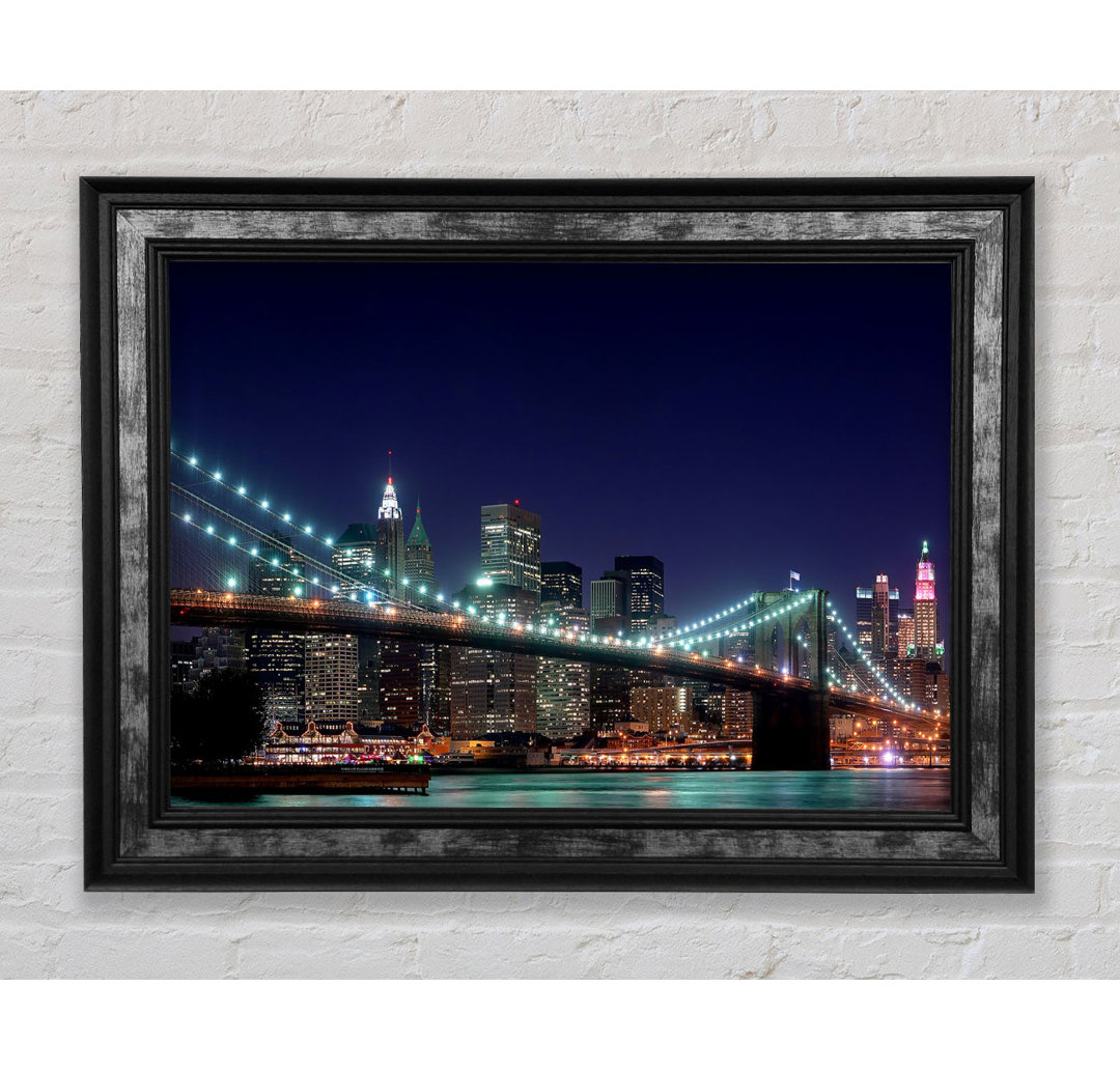 Brooklyn Bridge New York Lights - Bilderrahmen Kunstdrucke