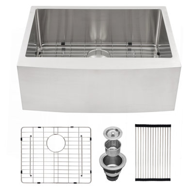 Évier de cuisine de ferme 27 po - évier de ferme à tablier frontal en acier inoxydable 27 po x 21 po x 10 po à cuve simple de profond profondeur de calibre 16