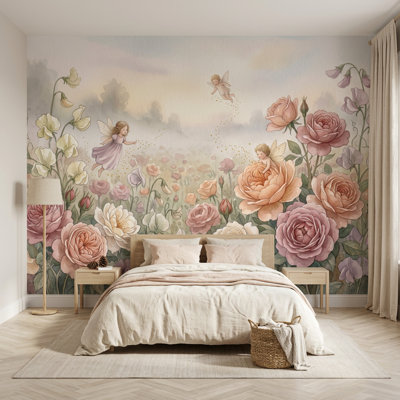 Décoration murale fée rose