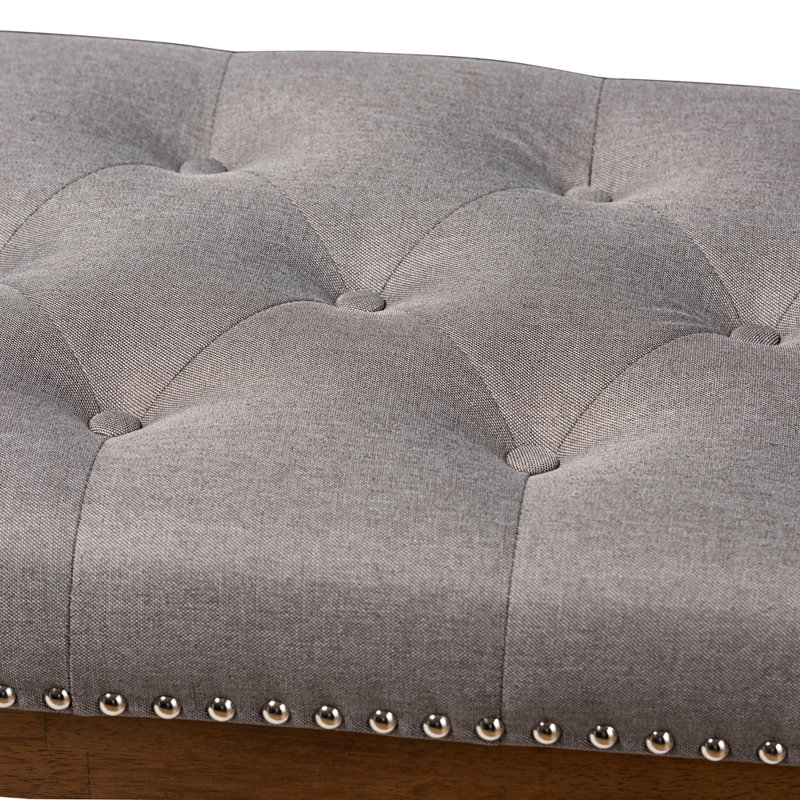 Banc rembourré en bois d'hévéa massif Sage, gris