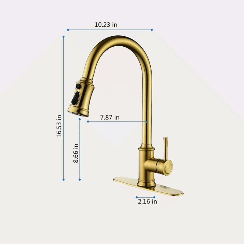 Robinet de cuisine tactile avec douchette extractible, Or brossé