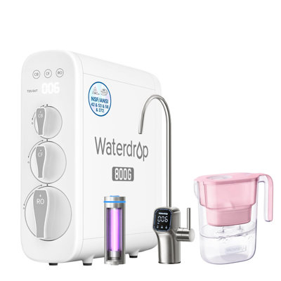 Waterdrop - Pichet à filtre à eau inversé sans réservoir G3P800, système à osmose inverse 600 gallons