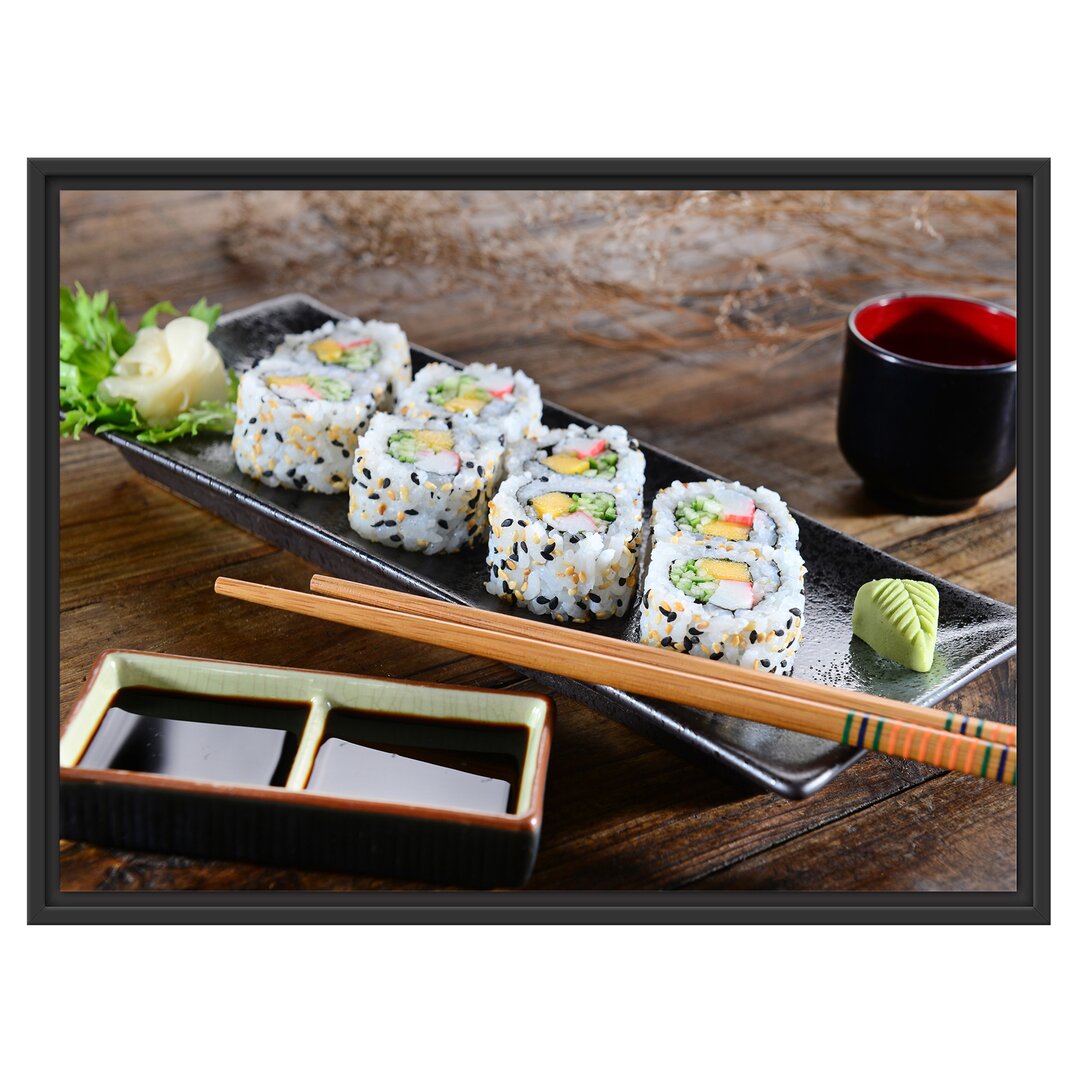 Gerahmtes Wandbild Delikate Inside Out Sushi Rollen