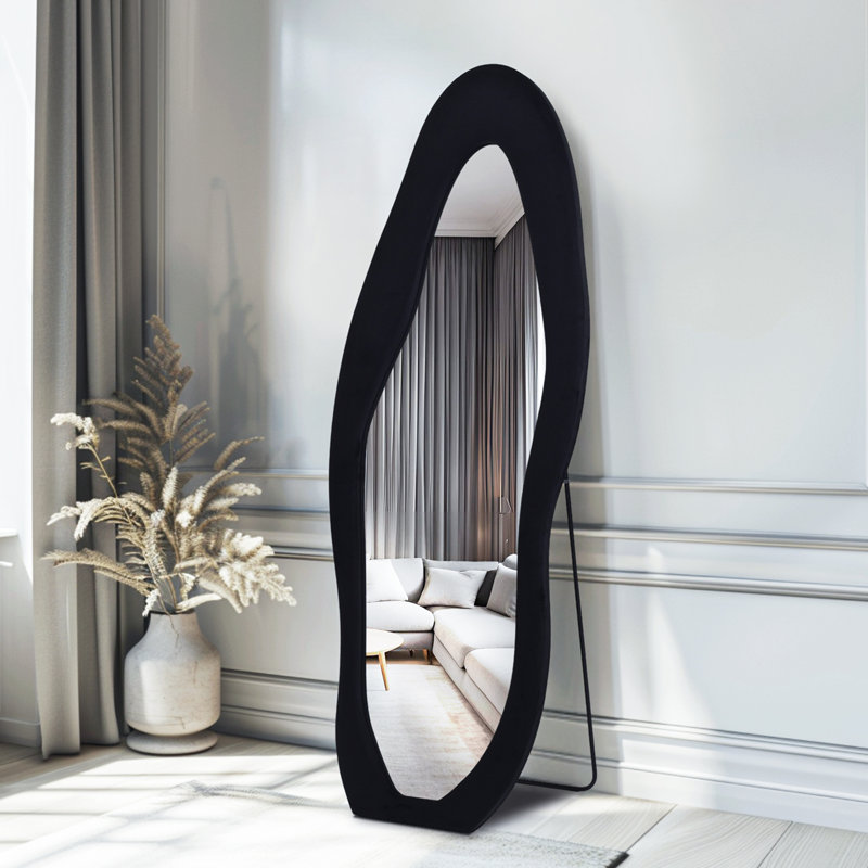 Miroir de plancher Farkhan, Noir, noir, noir, noir, 63 po x 24 po