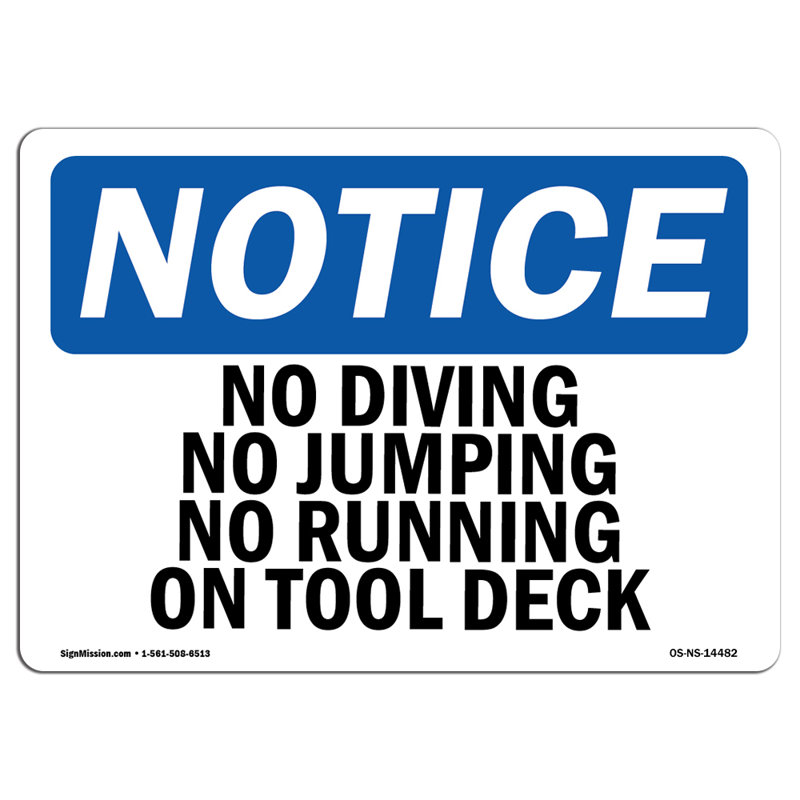 Signe en aluminium 14 po x 10 po No Diving, H 10 po x l 14 po x P 0,1 po