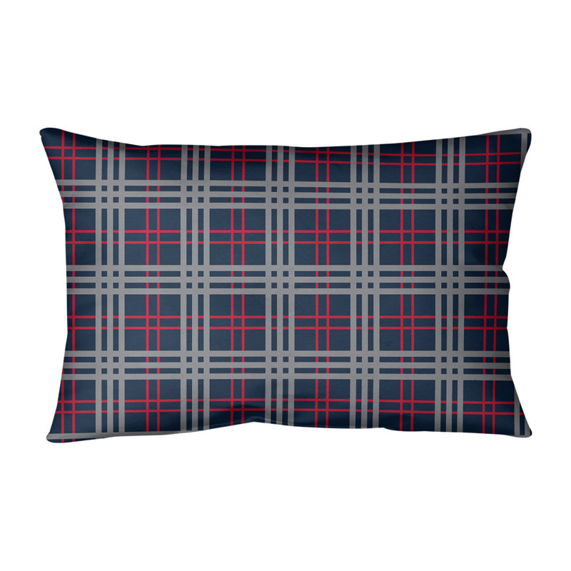 Housse de coussin Luxury Tennessee, Bleu marine / rouge / argent, Cuir / Suède