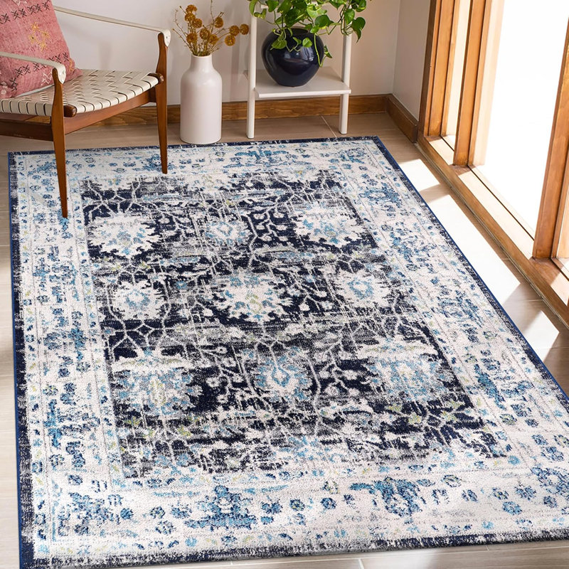 Soft Medium Pile Area Rugs Living Room Carpet Pad Oriental Vintage Rug Non Slip Entryway Rug 4652, Rectangle 120 x 180 cm