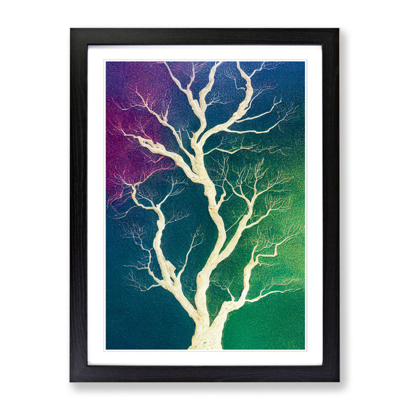 Tree Chalk - Single Picture Frame Print, 34cm H x 25cm W x 2cm D, Oak