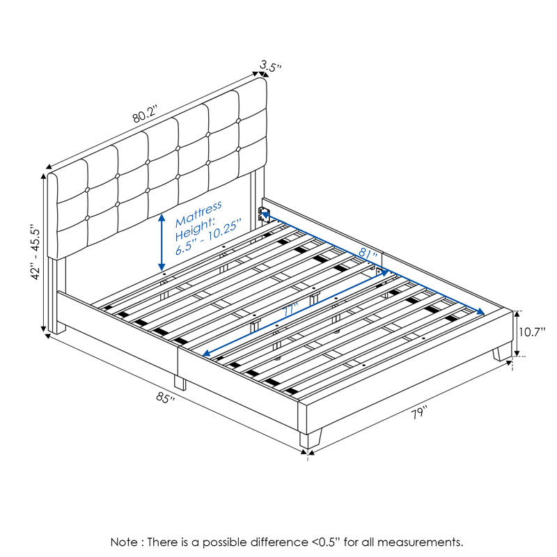 Lit plateforme tapissier Anding, Lin, Très grand