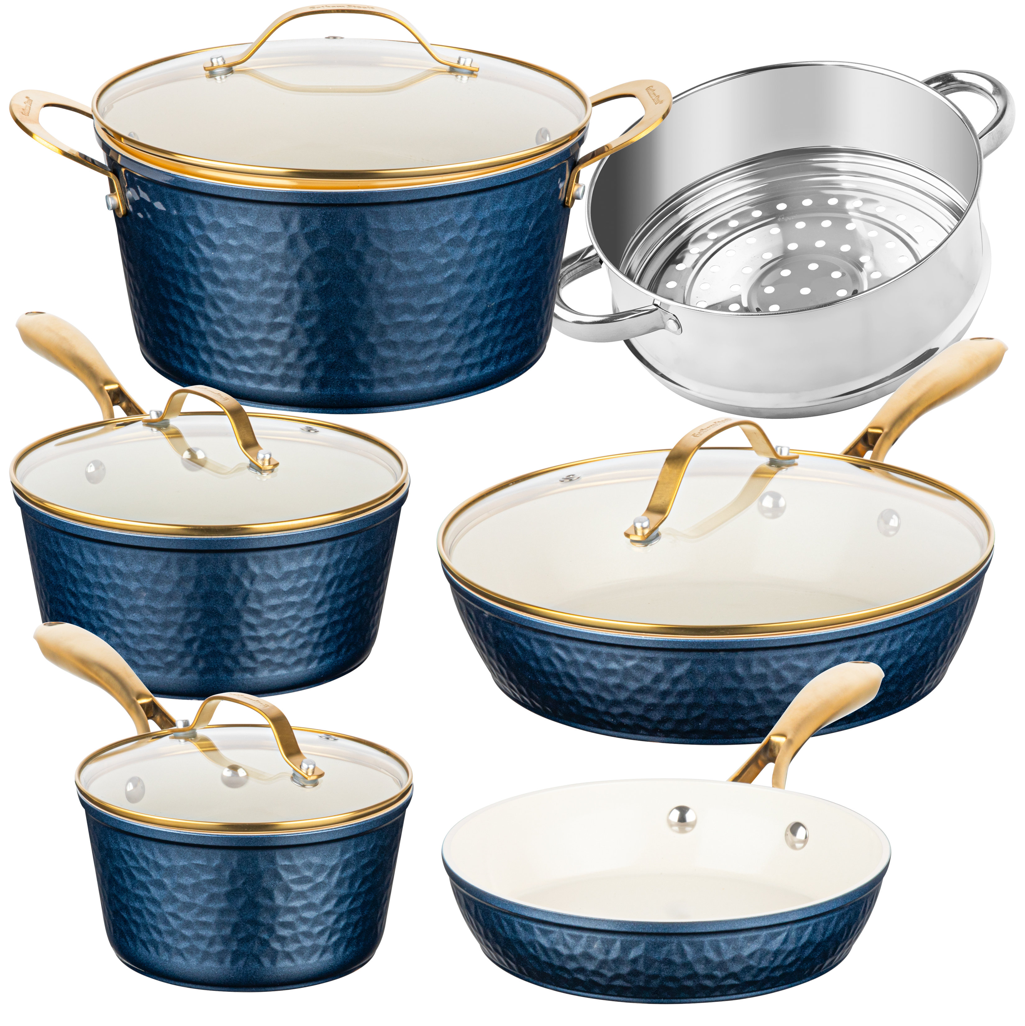 Gotham Steel 10 Piece Hammered Nonstick Ceramic Cookware Set & Reviews | Wayfair