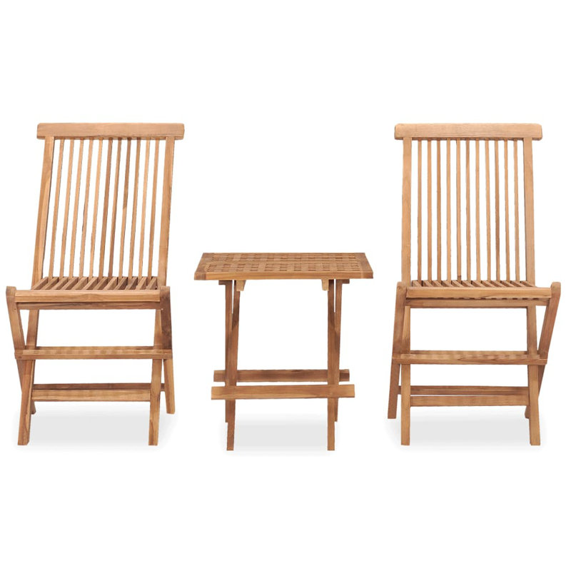 Millwood Pines 3 Piece Folding Patio Dining Set Solid Teak Wood